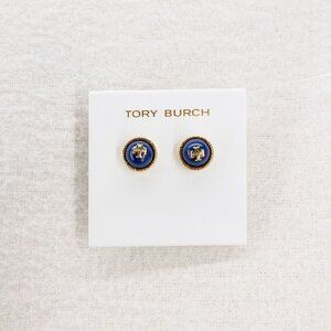 Tory Burch Rope Pearl Stud Earrings Navy Blue OS